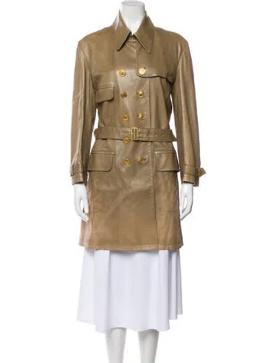 Pre-owned Hermes Vintage Lambskin Trench Coat In Neutral