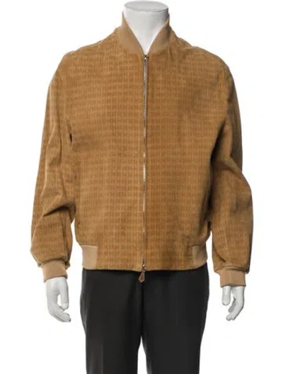 Pre-owned Hermes Vintage Late 1980's - Early 1990's Bomber Jacket In Neutral