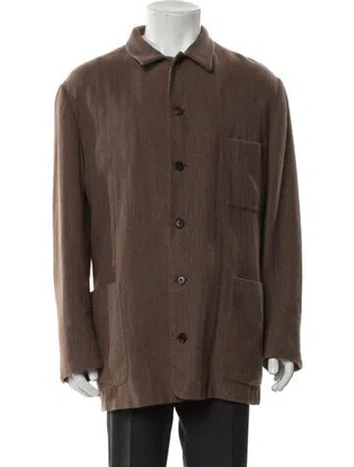 Pre-owned Hermes Vintage Late 1980's - Early 1990's Peacoat In Brown