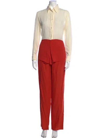 Pre-owned Hermes Vintage Late 1990's - Early 2000's Pant Set In Red