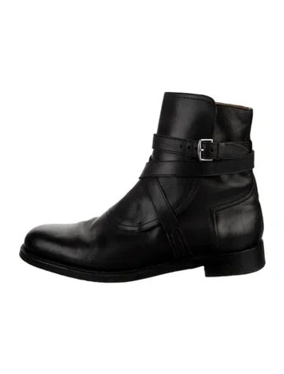 Pre-owned Hermes Vintage Leather Boots In Black