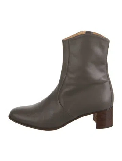 Pre-owned Hermes Vintage Leather Boots In Grey