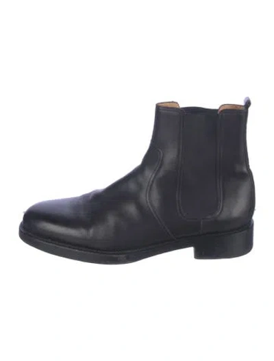 Pre-owned Hermes Vintage Leather Chelsea Boots In Blue