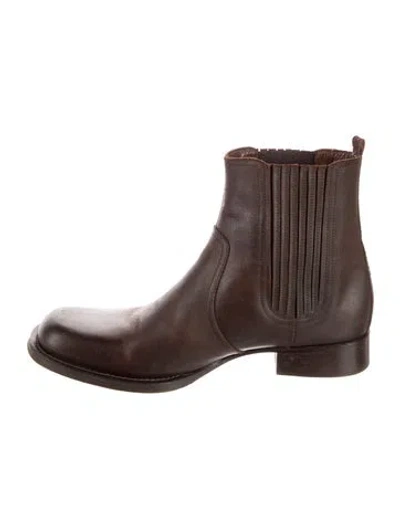 Pre-owned Hermes Vintage Leather Chelsea Boots In Brown