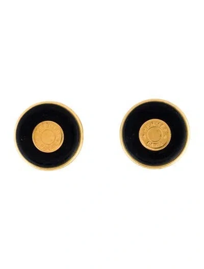 Pre-owned Hermes Vintage Leather Clip-on Earrings In Multi