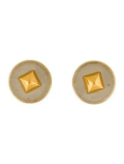 Pre-owned Hermes Vintage Leather Clip-on Earrings In Multi