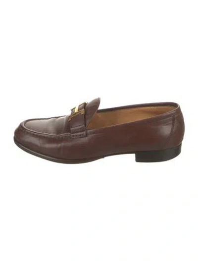 Pre-owned Hermes Vintage Leather Dress Loafers In Brown