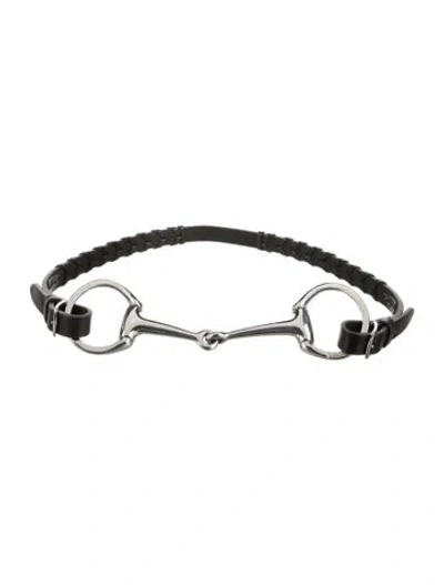 Pre-owned Hermes Vintage Leather Eggbutt Belt In Black