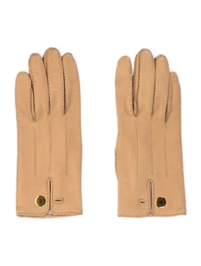 Pre-owned Hermes Vintage Leather Gloves In Neutrals