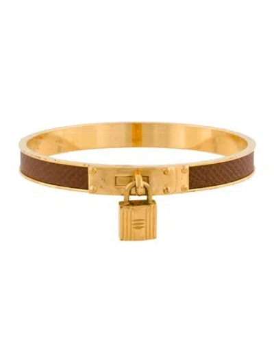 Pre-owned Hermes Vintage Leather Kelly Cadena H Lock Bracelet, 7.75" In Brown