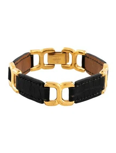 Pre-owned Hermes Vintage Leather Link Bracelet, 7" In Multi