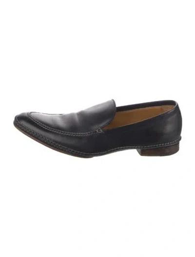 Pre-owned Hermes Vintage Leather Loafers In Blue