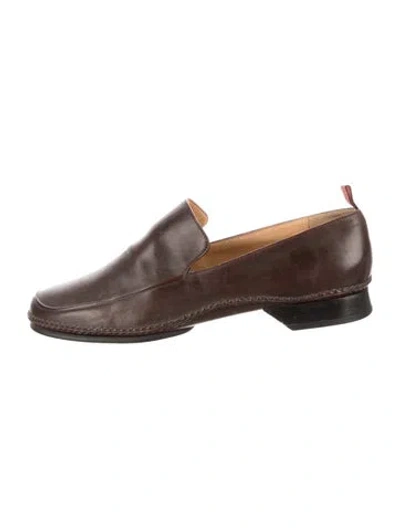 Pre-owned Hermes Vintage Leather Loafers In Brown
