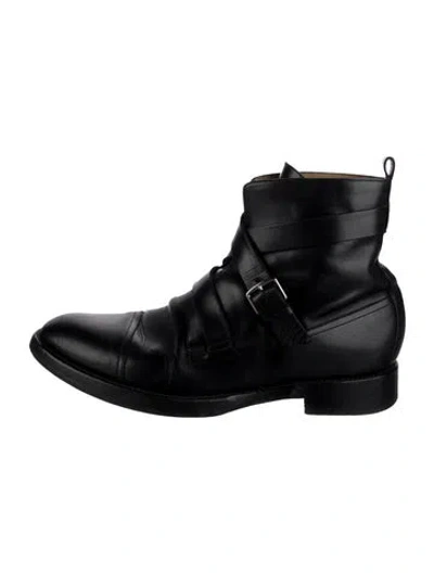 Pre-owned Hermes Vintage Leather Moto Boots In Black