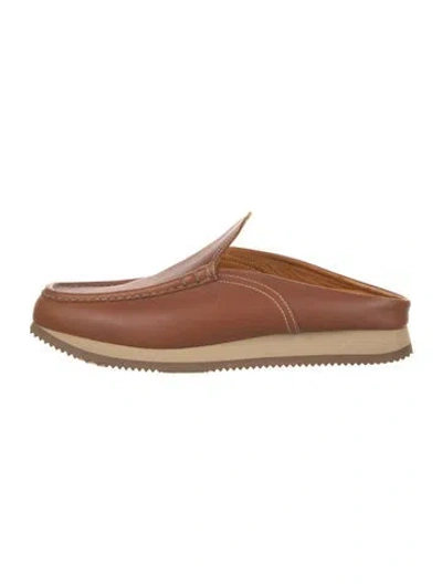 Pre-owned Hermes Vintage Leather Mules In Brown