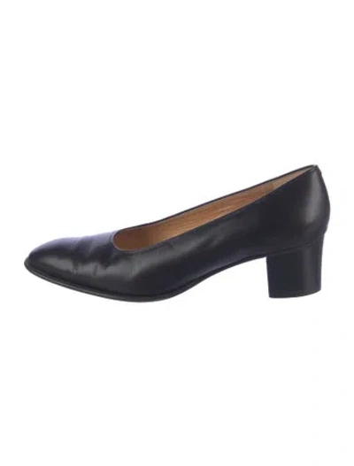 Pre-owned Hermes Vintage Leather Pumps In Blue