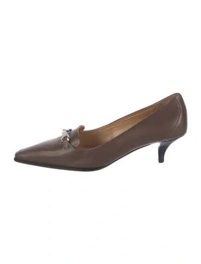 Pre-owned Hermes Vintage Leather Pumps In Brown