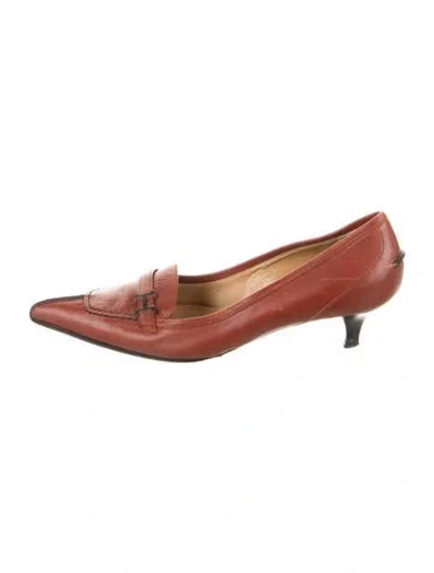 Pre-owned Hermes Vintage Leather Pumps In Orange