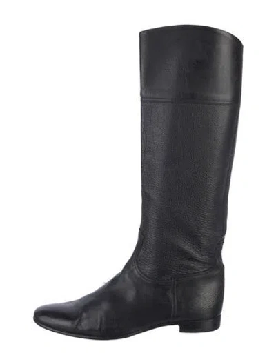 Pre-owned Hermes Vintage Leather Riding Boots In Black