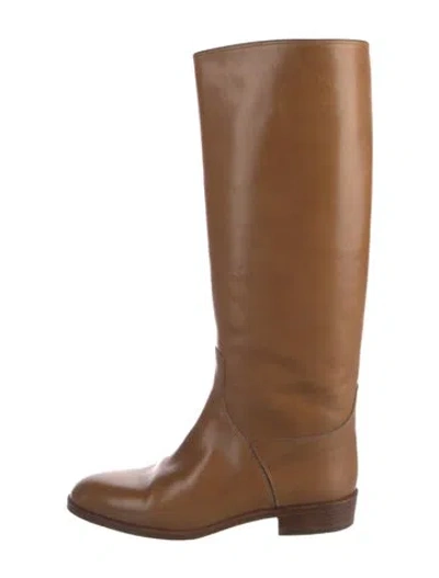 Pre-owned Hermes Vintage Leather Riding Boots In Brown