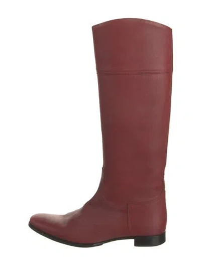 Pre-owned Hermes Vintage Leather Riding Boots In Red