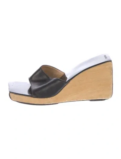 Pre-owned Hermes Vintage Leather Slides In Black
