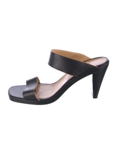 Pre-owned Hermes Vintage Leather Slides In Black