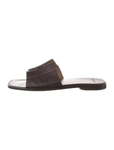 Pre-owned Hermes Vintage Leather Slides In Brown