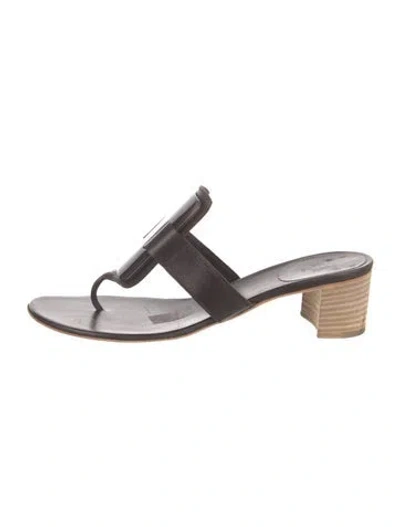 Pre-owned Hermes Vintage Leather Slides In Brown
