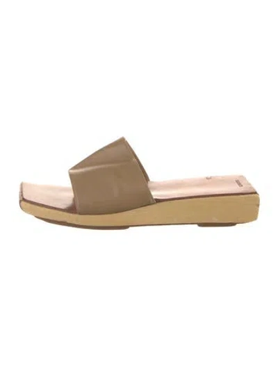 Pre-owned Hermes Vintage Leather Slides In Neutral