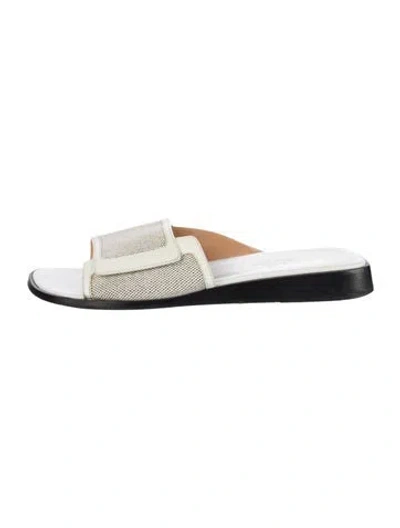 Pre-owned Hermes Vintage Leather Slides In White
