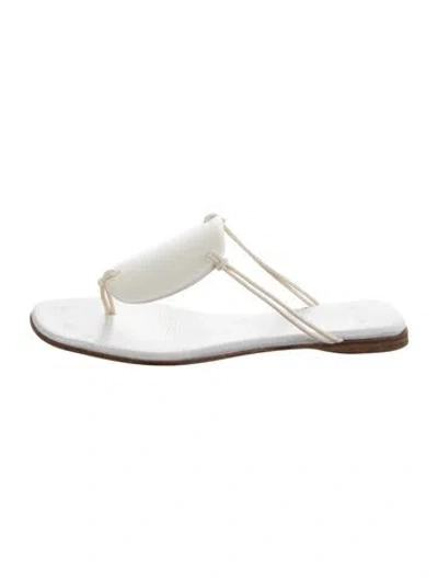 Pre-owned Hermes Vintage Leather Slides In White