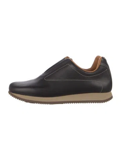 Pre-owned Hermes Vintage Leather Sneakers In Black