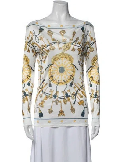 Pre-owned Hermes Vintage Les Clés Top In White