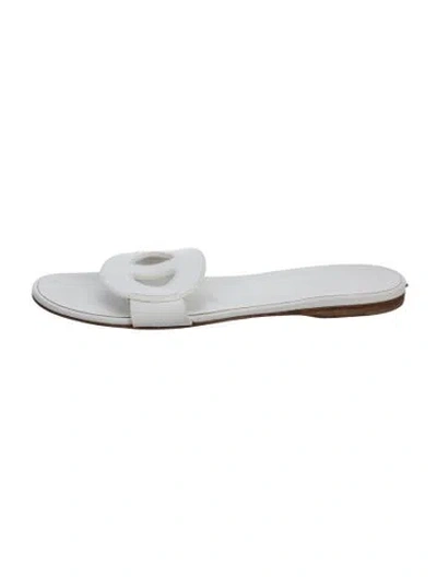 Pre-owned Hermes Vintage Lisboa Slides In White
