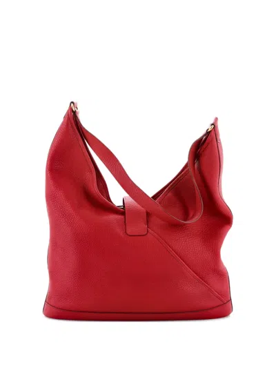 Pre-owned Hermes Vintage Lock Clemence Large Hobo Bag In Red
