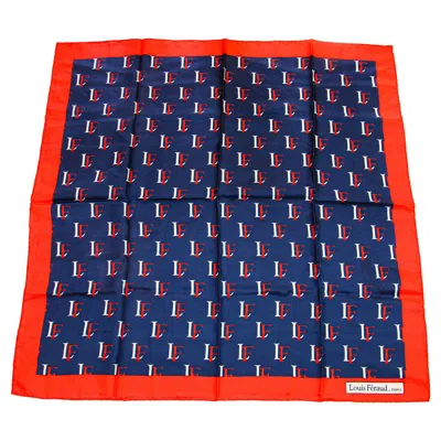Pre-owned Hermes Vintage Louis Feraud Paris Silk Scarf Red Blue And White