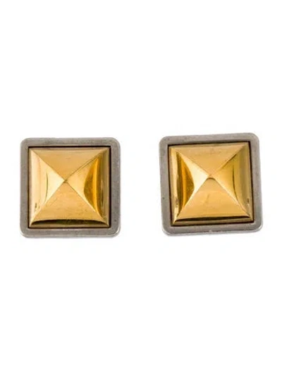 Pre-owned Hermes Vintage Médor Clip-on Earrings In Multi