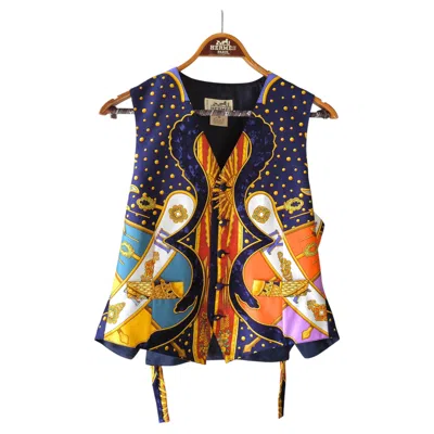Pre-owned Hermes Hermès - Vintage Men's Silk Vest "carpe Diem" By Joachim Metz, 1994 In Black