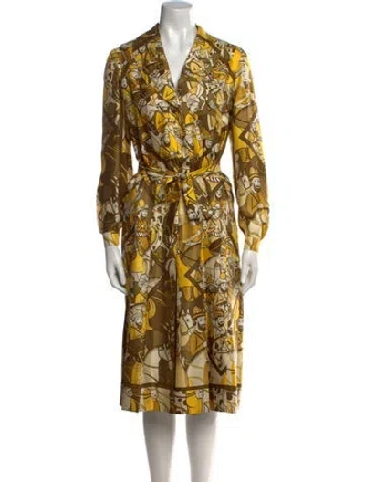 Pre-owned Hermes Vintage Midi Length Dress In Yellow