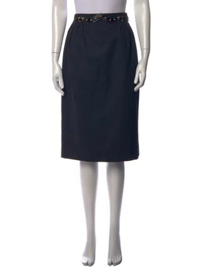 Pre-owned Hermes Vintage Midi Length Skirt In Blue
