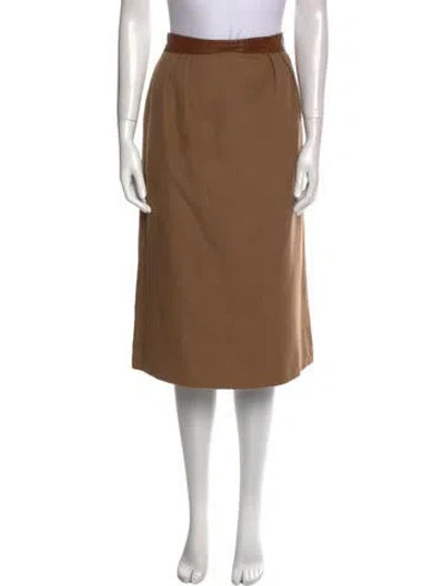 Pre-owned Hermes Vintage Midi Length Skirt In Brown