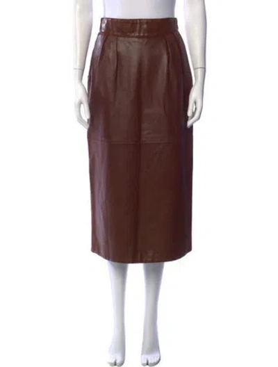 Pre-owned Hermes Vintage Midi Length Skirt In Brown