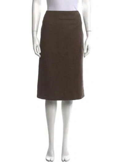 Pre-owned Hermes Vintage Midi Length Skirt In Brown