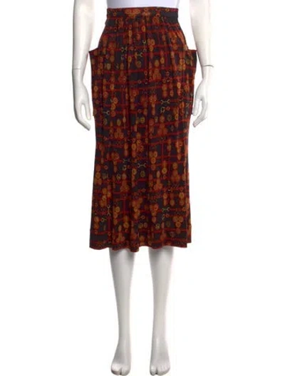 Pre-owned Hermes Vintage Midi Length Skirt In Red