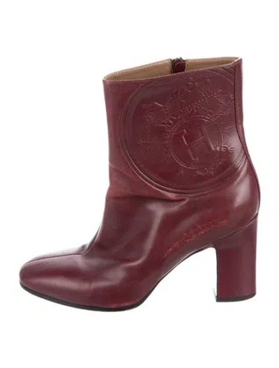 Pre-owned Hermes Vintage Nadia 'ex-libris' Boots In Burgundy