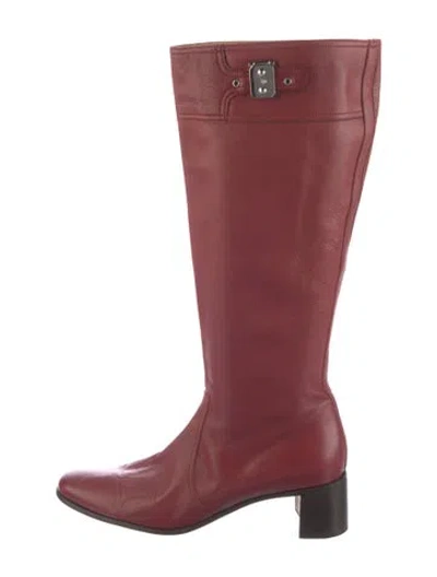 Pre-owned Hermes Vintage Nancy Riding Boots In Red