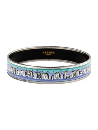 Pre-owned Hermes Vintage Narrow Enamel Bangle, 8" In Multi