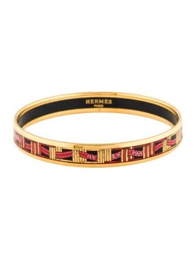 Pre-owned Hermes Vintage Narrow Enamel Bangle Bracelet, 7.75" In Multi