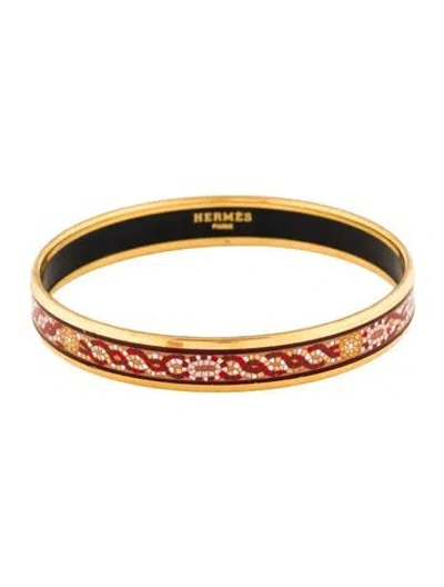 Pre-owned Hermes Vintage Narrow Enamel Bangle Bracelet, 7.75" In Multi